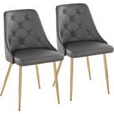 Marche Dining Accent Chair in Gold & Grey Leatherette (Set of 2)